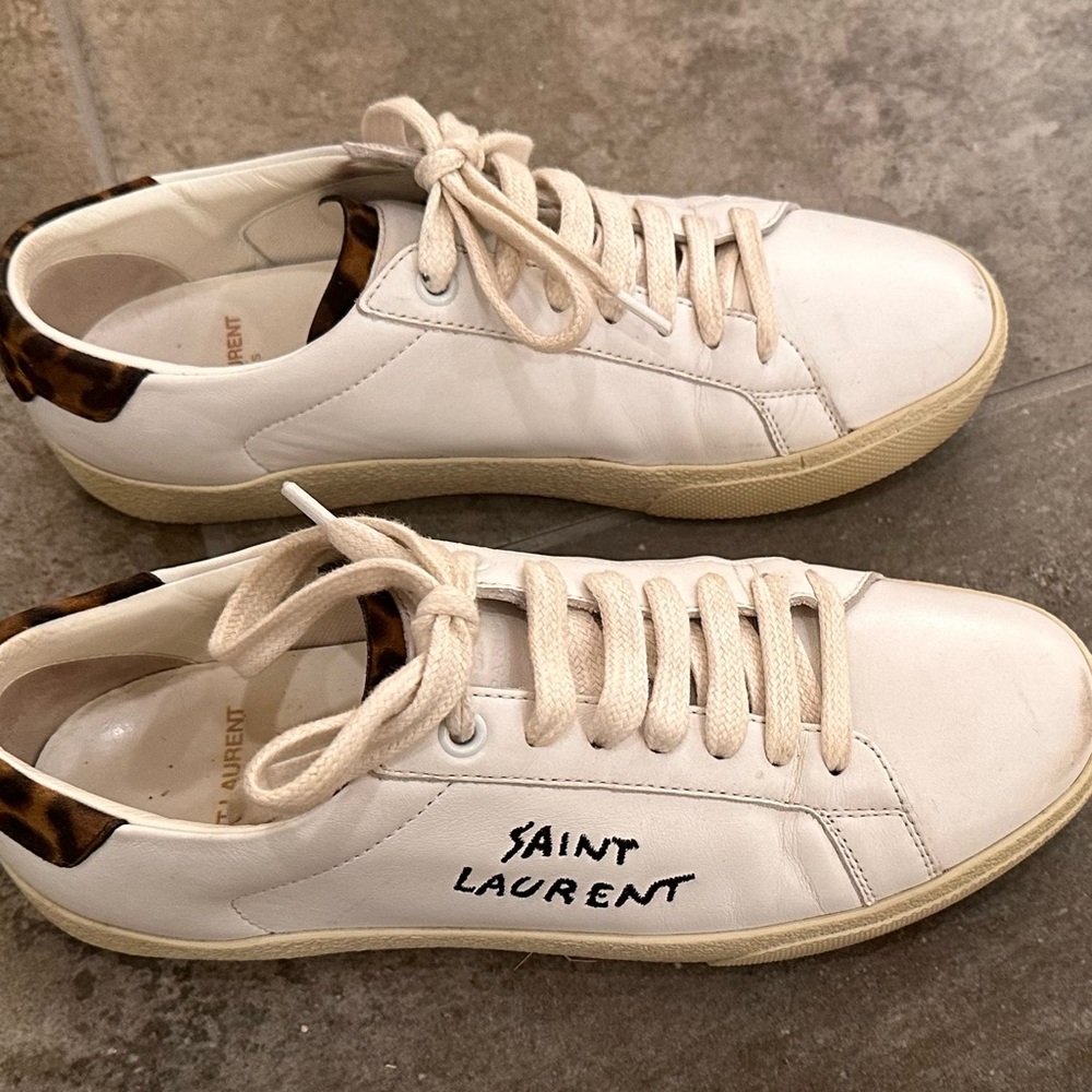 Saint Laurent Court Classic Leopard-Print Low-Top Sneakers